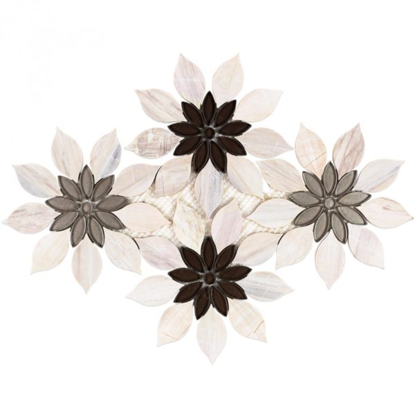 Mj Rain Flower – Wooden Beige, Taupe & Beige Glass