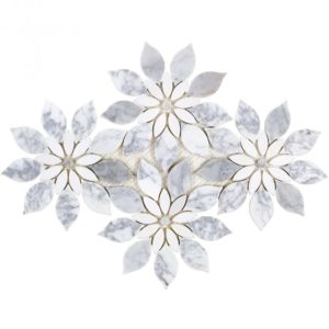 Mj Rain Flower - White Carrara, White Thassos With White Carrara Dot