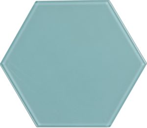 8" Glass Hexagon Sky Blue