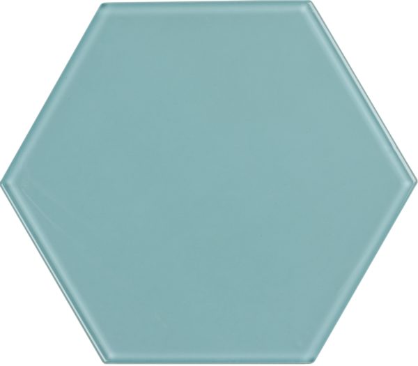 8″ Glass Hexagon Sky Blue
