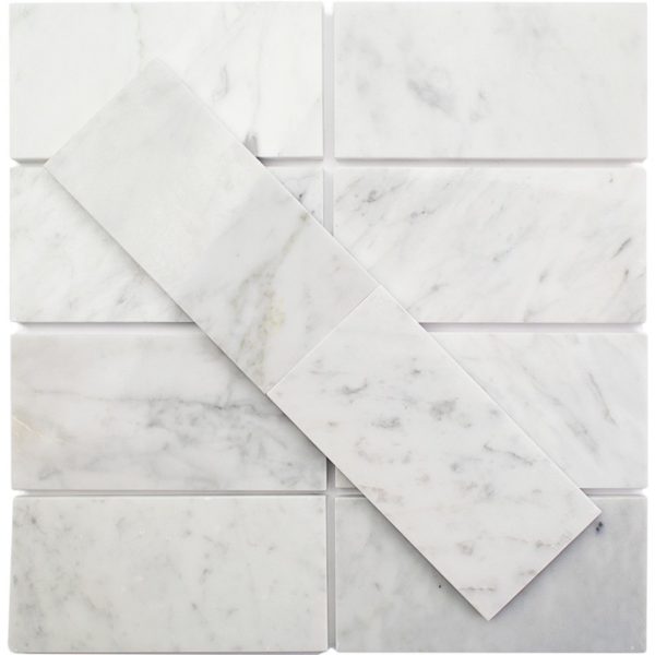 White Carrara 3 x 6 Polished
