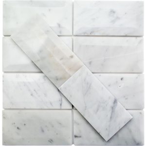 Beveled White Carrara 3 x 6 Polished