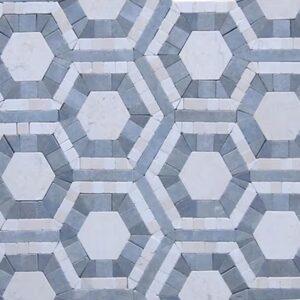 Evo Hex Carrara & Moonstone 4″ Hexagon Marble Polished Mosaic Tile