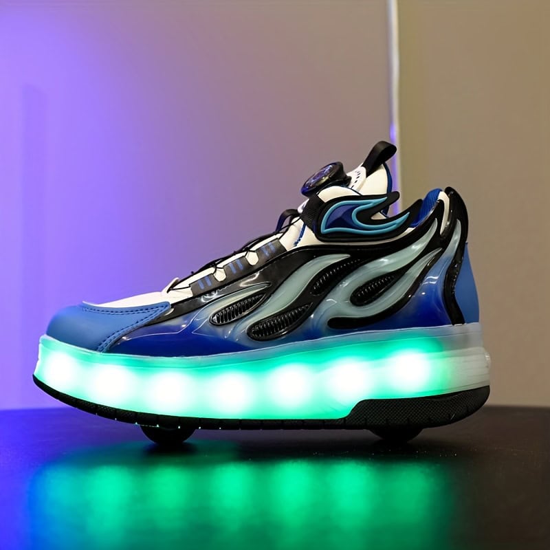 GUANGLAN LED Glow in the Dark Schoenen - USB/Oplaadbaar, 16 Verlichtingsmodi, Draaibare Sluiting, Antislip TPR Zool - Kinderen, Tieners, Hardloopschoenen, Skate Sneakers met Lithium-Polymeer Batterij - voor Jongens & Meisjes (Meerkleurige LED-verlichting), Casual Teenschoenen, Duurzame Kindersportschoenen, Jeugdsportvoeten