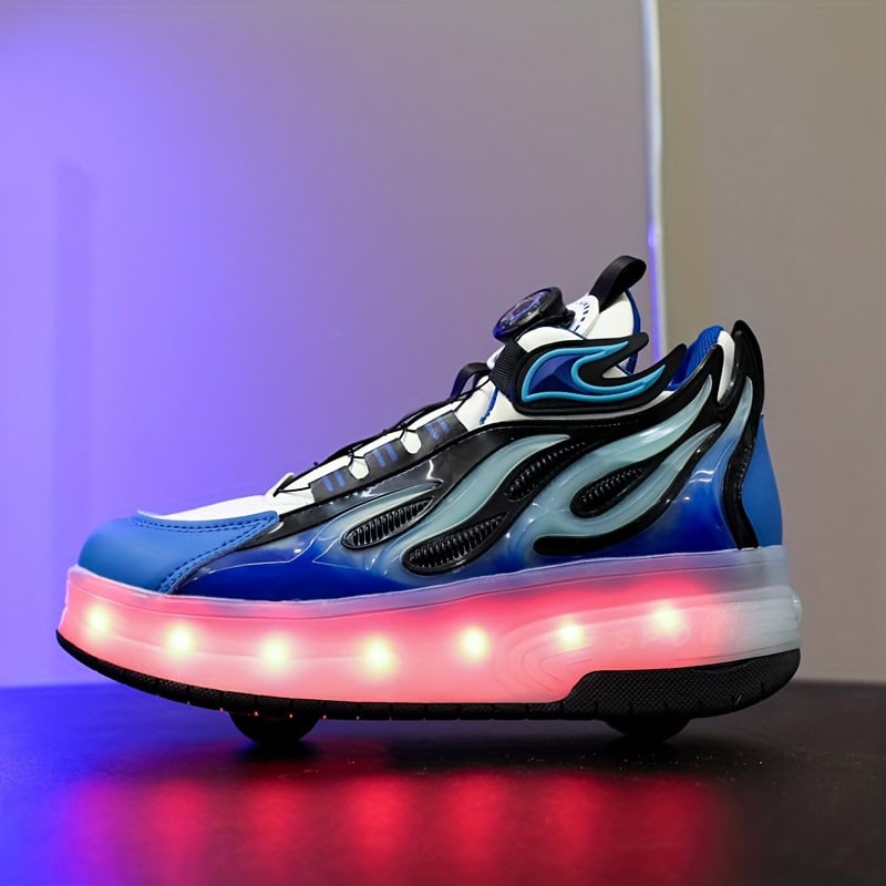 GUANGLAN LED Glow in the Dark Schoenen - USB/Oplaadbaar, 16 Verlichtingsmodi, Draaibare Sluiting, Antislip TPR Zool - Kinderen, Tieners, Hardloopschoenen, Skate Sneakers met Lithium-Polymeer Batterij - voor Jongens & Meisjes (Meerkleurige LED-verlichting), Casual Teenschoenen, Duurzame Kindersportschoenen, Jeugdsportvoeten