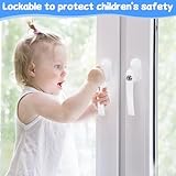 GLOSKIN 4-Teilige Fenstergriffe Abschliessbar, Griffe für Abschließbare Fenstergriffe, Fensterschloss Mit 2 Schlüsseln Pro Schloss, Balkontürschlösser, Kindersicherung - 5