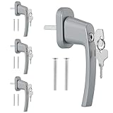 kwmobile Fenstergriff abschließbar - Fensterverriegelung mit Knopf und Schlüssel - Fensterschloss - Fenster Kindersicherung - Sicherheitsfenstergriff - 4 Stück - Silber - 7