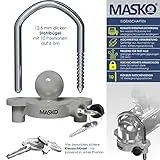 MASKO® Anhängerschloss für gängige Anhängerkupplung einfache Montage Diebstahlschutz Diebstahl Anhänger Sicherung 4 Schlüssel extra sicher Kreuzschloss, Inkl. Deckelschutz, Grau - 2