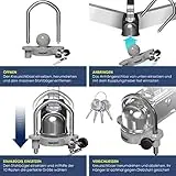 MASKO® Anhängerschloss für gängige Anhängerkupplung einfache Montage Diebstahlschutz Diebstahl Anhänger Sicherung 4 Schlüssel extra sicher Kreuzschloss, Inkl. Deckelschutz, Grau - 3