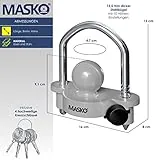 MASKO® Anhängerschloss für gängige Anhängerkupplung einfache Montage Diebstahlschutz Diebstahl Anhänger Sicherung 4 Schlüssel extra sicher Kreuzschloss, Inkl. Deckelschutz, Grau - 7