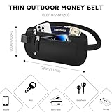Geldgürtel für Damen&Herren Bauchtasche zum Reisen Gadgets mit RFID Blocker Schutz Diebstahlsicher Reisegeldbeutel Kleidung Tragbar für Passport Smartphone, Geldkarten, Bargeld, Münzen(Schwarz) - 2