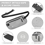 Geldgürtel für Damen&Herren Bauchtasche zum Reisen Gadgets mit RFID Blocker Schutz Diebstahlsicher Reisegeldbeutel Kleidung Tragbar für Passport Smartphone, Geldkarten, Bargeld, Münzen(Schwarz) - 4