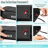 WACCET Tragbarer Tresor mit Zahelncode, Sicherheitsbox Wasserdicht Anti-Diebstahl Mini Tresor Zahlenschloss mit abnehmbarem Drahtseil Sicherheitssafe für Hause, Büro, Hotel, Reisen Usw (Schwarz) - 3