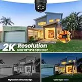 Cinnado Überwachungskamera Aussen Akku Solar - 2K Kamera Überwachung Aussen Wlan kabellos Solarpanel 360 Grad PTZ, PIR Bewegungsmelder IP65, Farbnachtsicht, Zwei-Wege-Audio, kompatibel Alexa (Schwarz) - 4