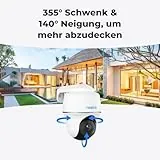 Reolink 3MP Überwachungskamera Aussen Akku WLAN 355°/140° Schwenkbar, 2K Solar IP Kamera Outdoor, Pan Tilt, PIR Bewegungsmelder, KI-Erkennung, 2,4GHz WiFi, 2-Wege-Audio, Argus PT Lite mit Solarpanel - 3