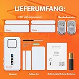 tiiwee Home Alarm System Wireless Kit X1 - Komplette Alarmanlage mit X1-Sirene, 2 Fenster Tür Sensoren und 2 Fernbedienungen - Fensteralarm Türalarm - 3