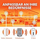 tiiwee Home Alarm System Wireless Kit X1 - Komplette Alarmanlage mit X1-Sirene, 2 Fenster Tür Sensoren und 2 Fernbedienungen - Fensteralarm Türalarm - 5