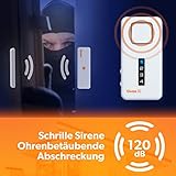 tiiwee Home Alarm System Wireless Kit X1 - Komplette Alarmanlage mit X1-Sirene, 2 Fenster Tür Sensoren und 2 Fernbedienungen - Fensteralarm Türalarm - 7