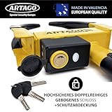 ARTAGO ART872 Hochwertige Radkralle 2in1 Ohne/Mit Alarm 120dB+LED, Die Sicherste Parkkralle, Patentiert, Rostgeschützt, Wegfahrsperre Reifenkralle für Auto Wohnmobil Wohnwagen Anhänger - 5