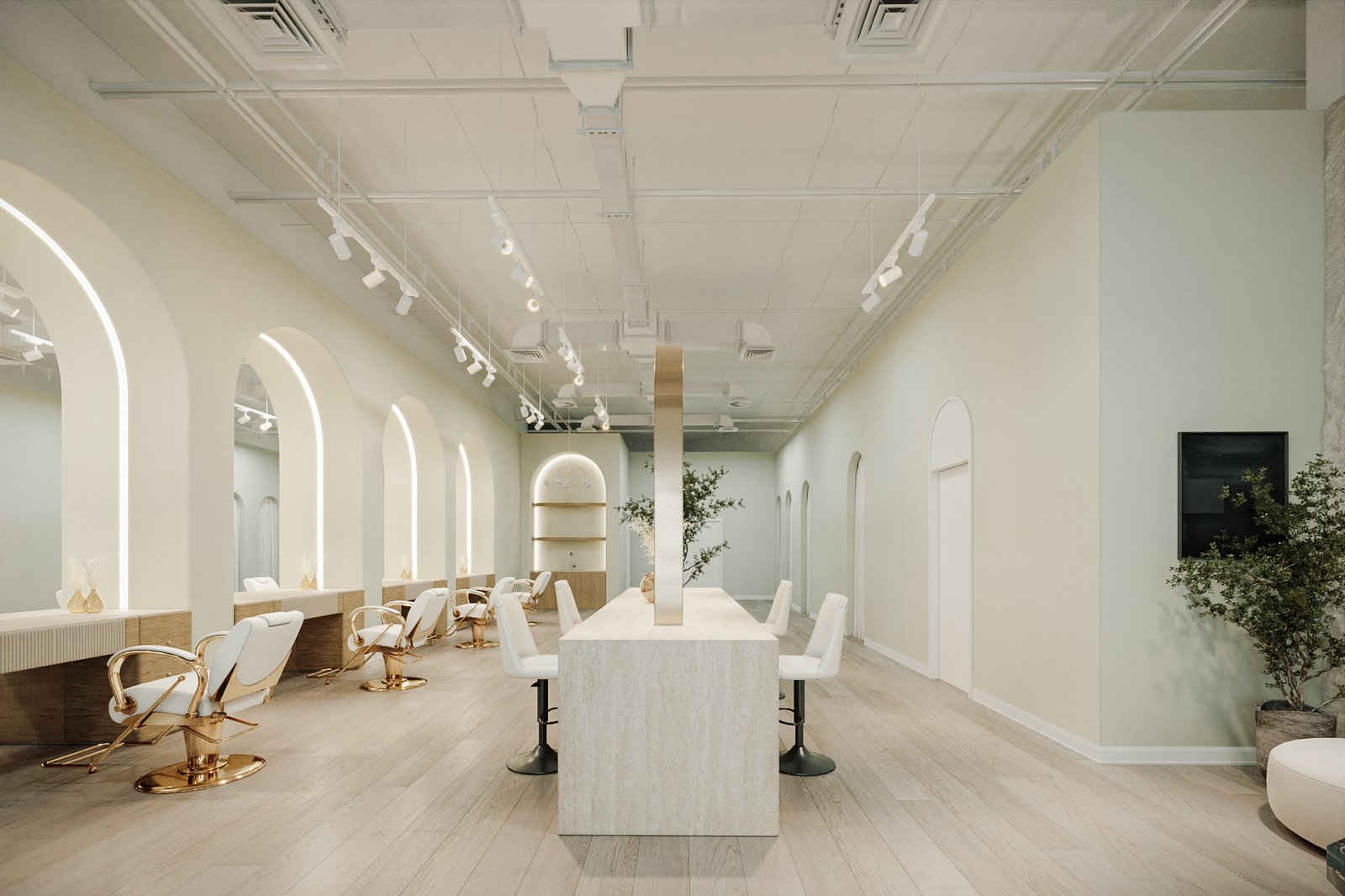 spacious hair salon design