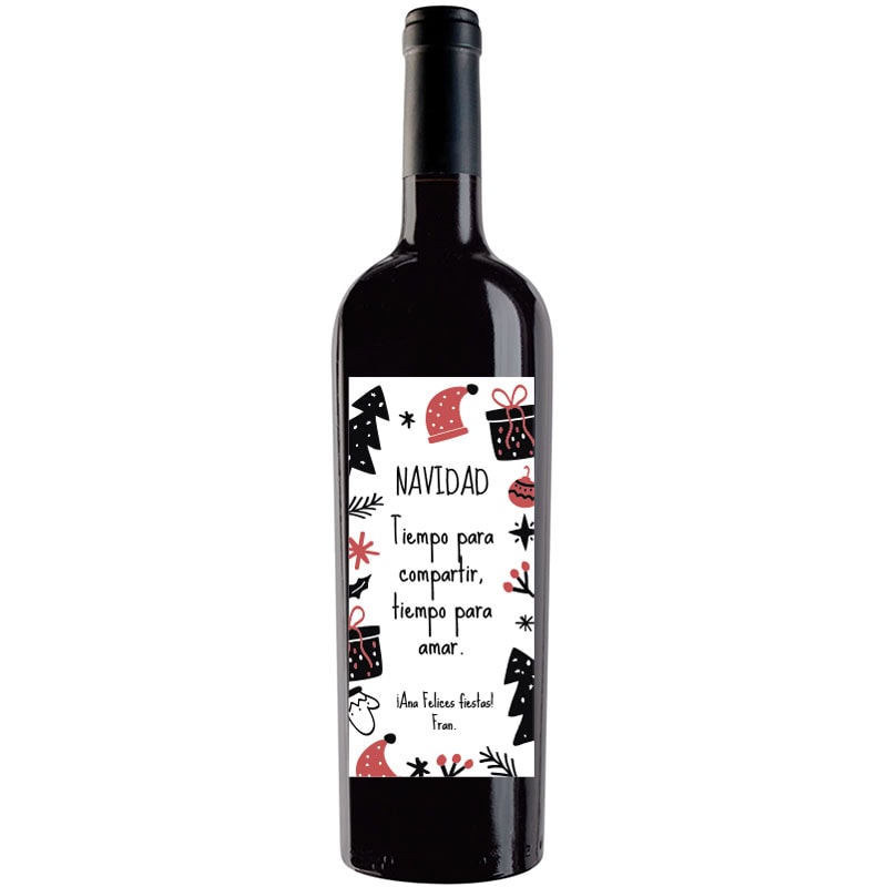 Botella de vino personalizada Navidad N023