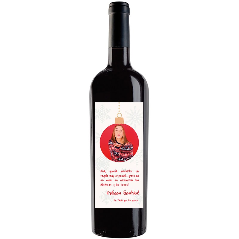 Botella de vino personalizada Navidad con foto 004