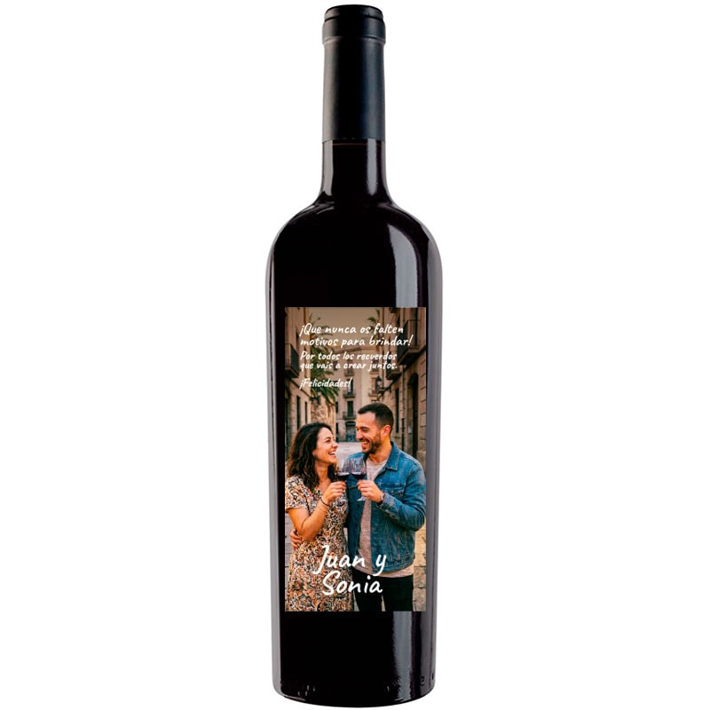 Botella de vino personalizada con foto regalo novios boda 001