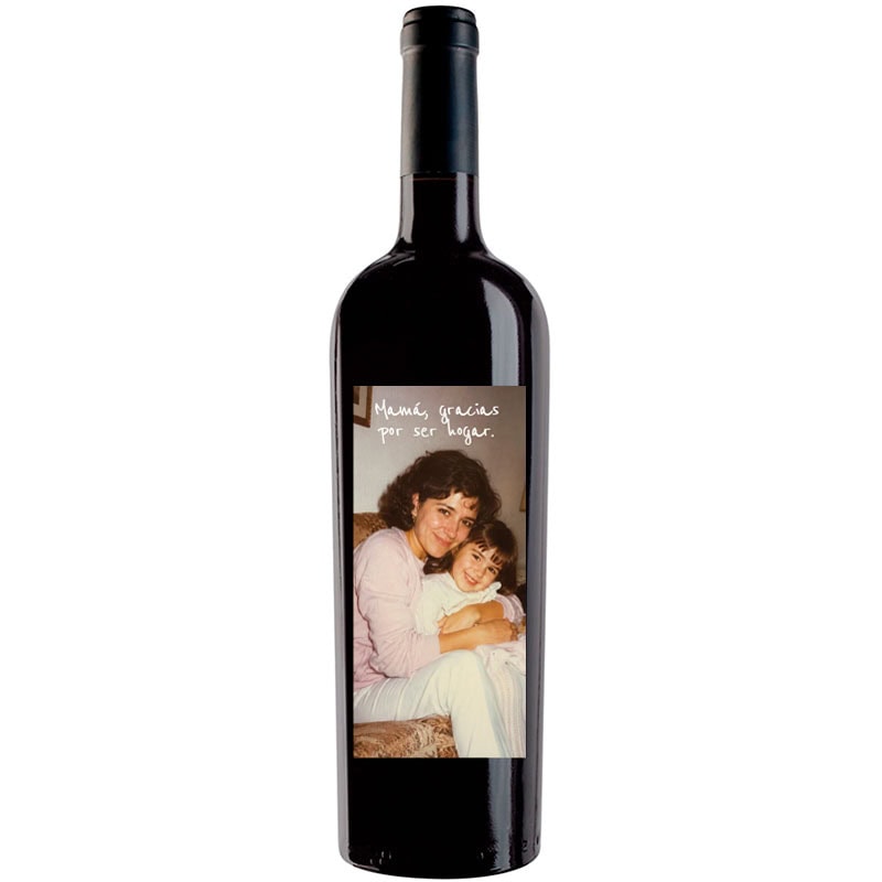 Botella de vino personalizada con foto dia de la madre