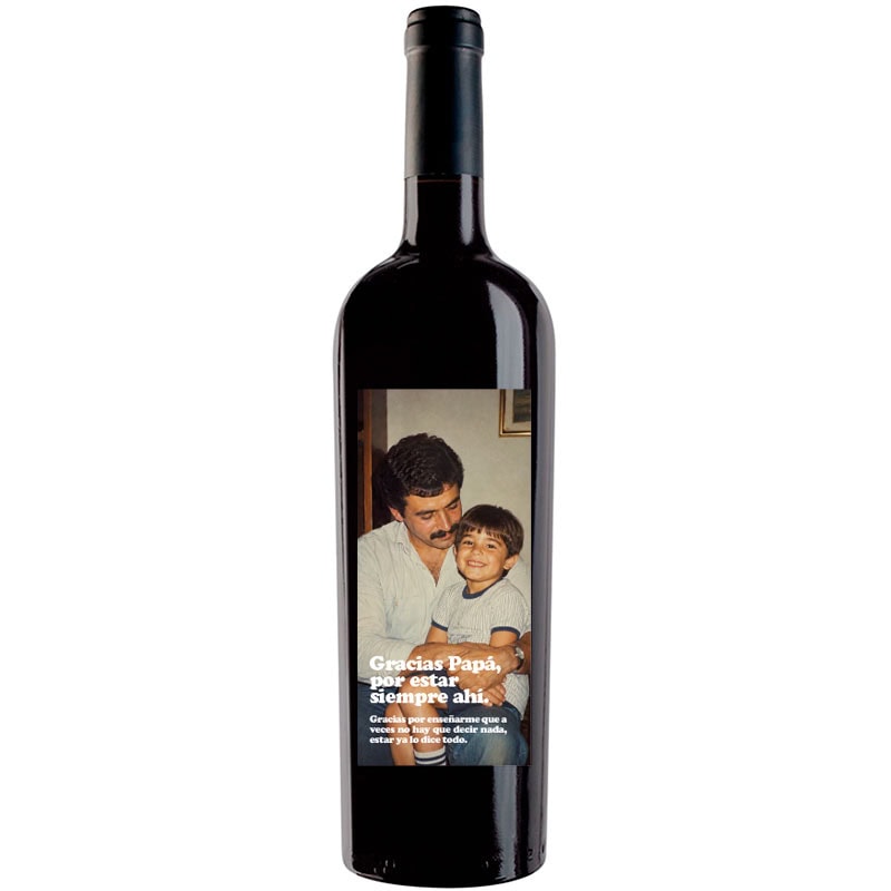 Botella de vino personalizada con foto dia del padre