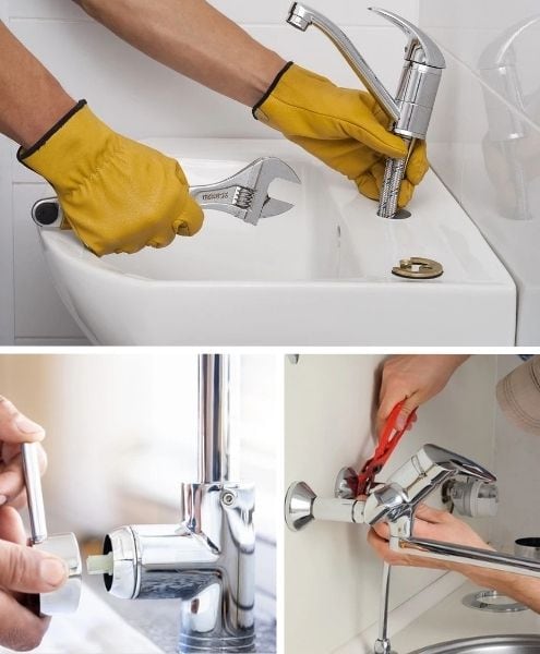 montáž umývadlovej batérie foto