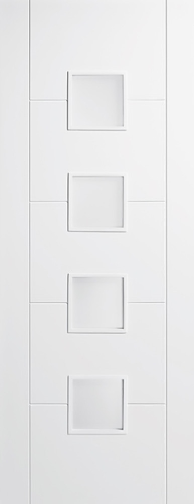 LPD White Vancouver 4L Small Primed Frosted Glass Internal Glazed Door