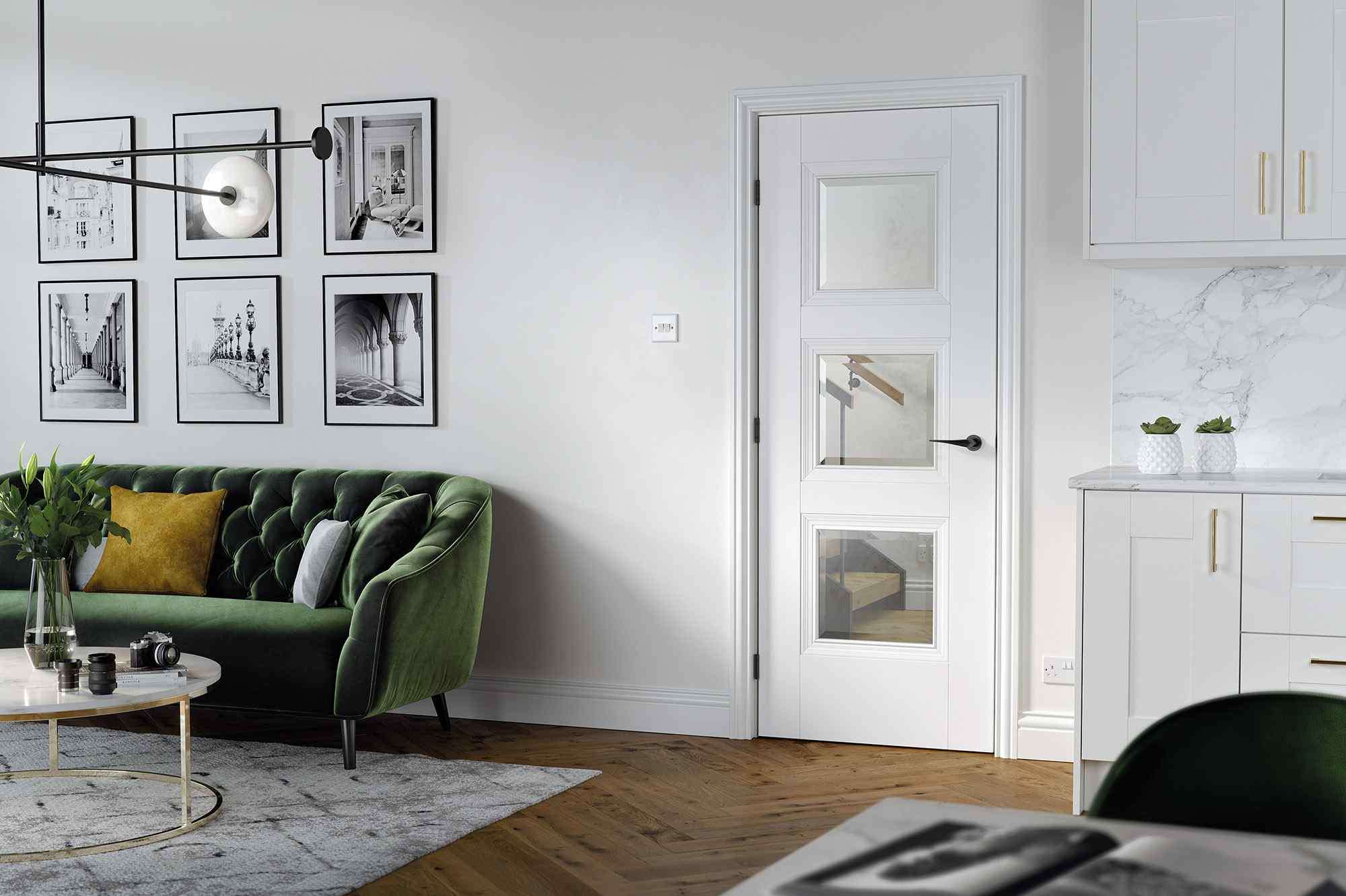 lpd amsterdam 3l primed plus white clear bevelled glass internal glazed door 2