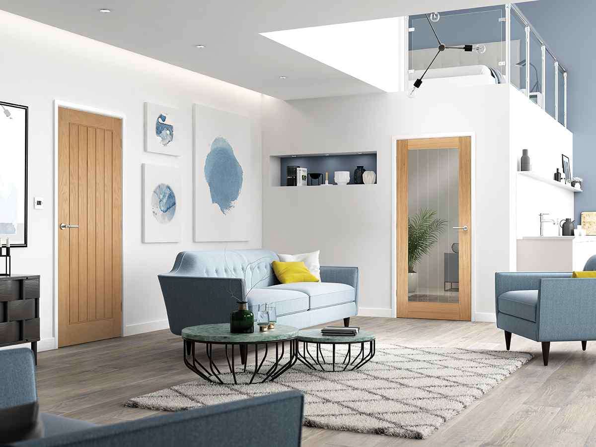 lpd mexicano pattern 10 unfinished oak 1l clear glass and frosted lines internal glazed door 2