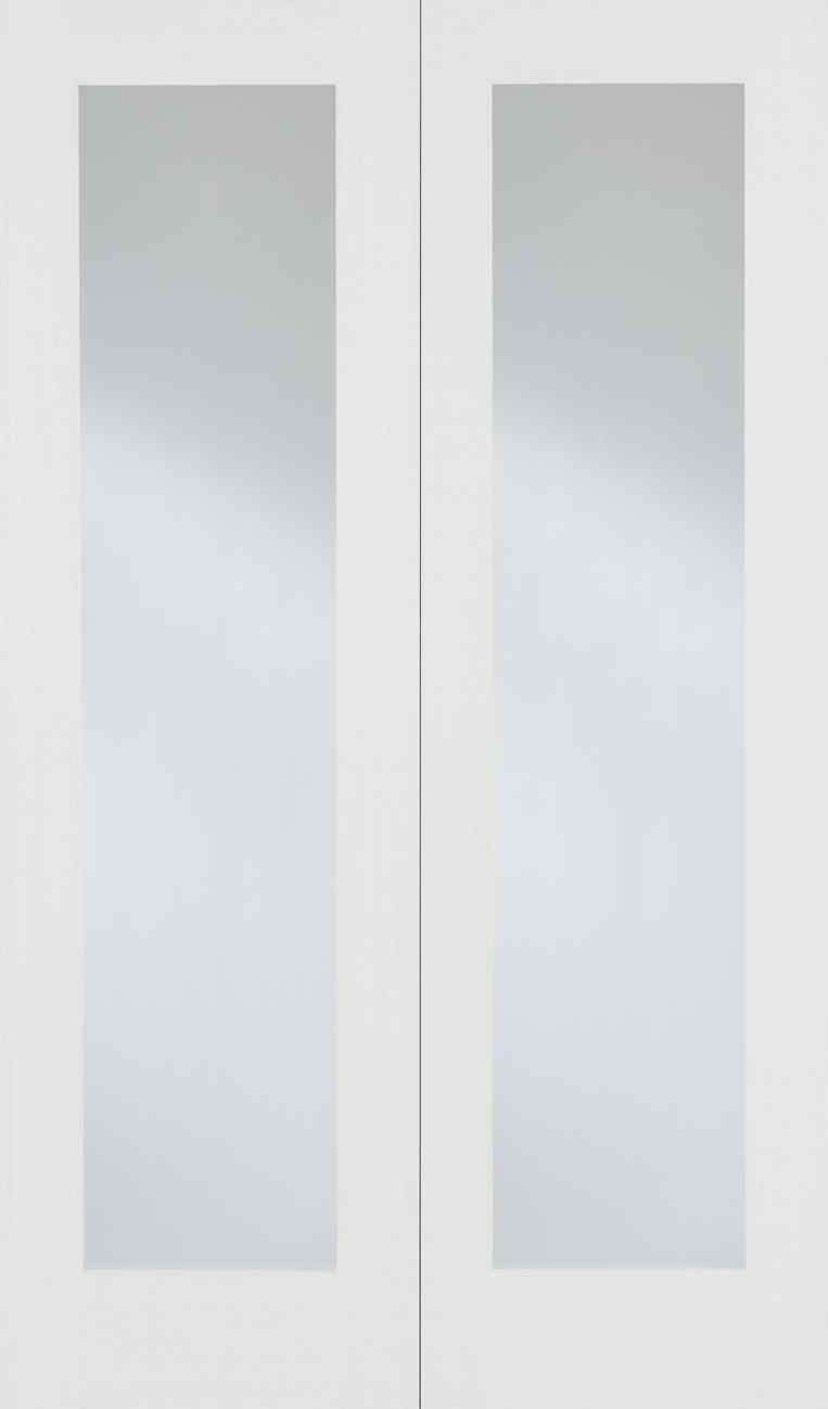 LPD White Pattern 20 Glazed Pair Primed Clear Glass Internal French Door