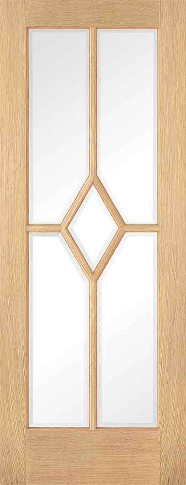 LPD Oak Reims Glazed 5L Pre-finished Clear Bevelled Glazing Internal Door