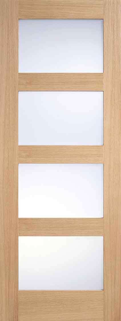 LPD Oak Shaker Glazed 4L Frosted Pre-Finished Internal Door