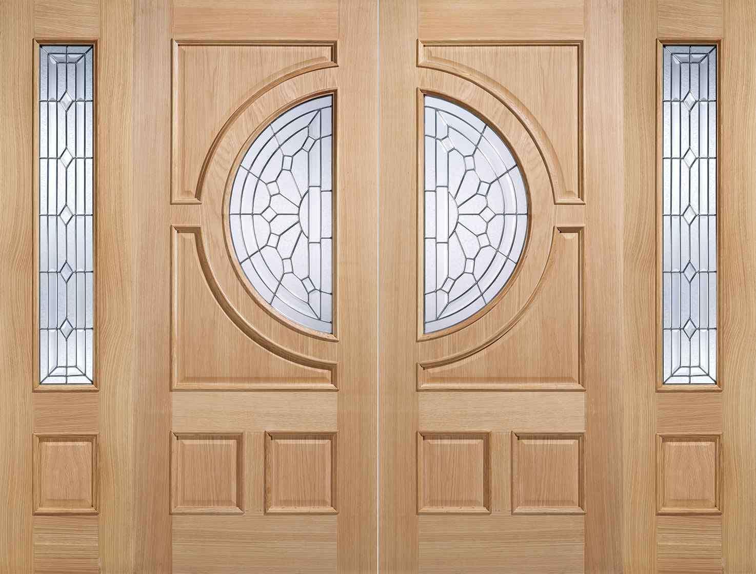 LPD Oak Frosted Sidelight 1L Empress Unfinished Zinc Bevelled Double Glazed External Door