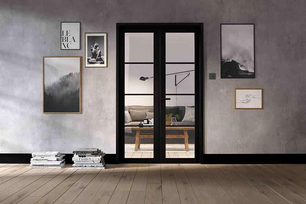 lpd soho w4 primed black clear glass internal room divider 2