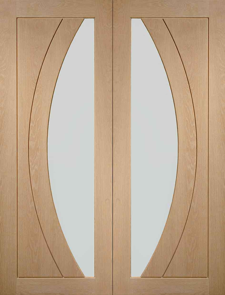 XL Joinery Salerno Internal Oak Rebated Door Pair with Clear Glass
