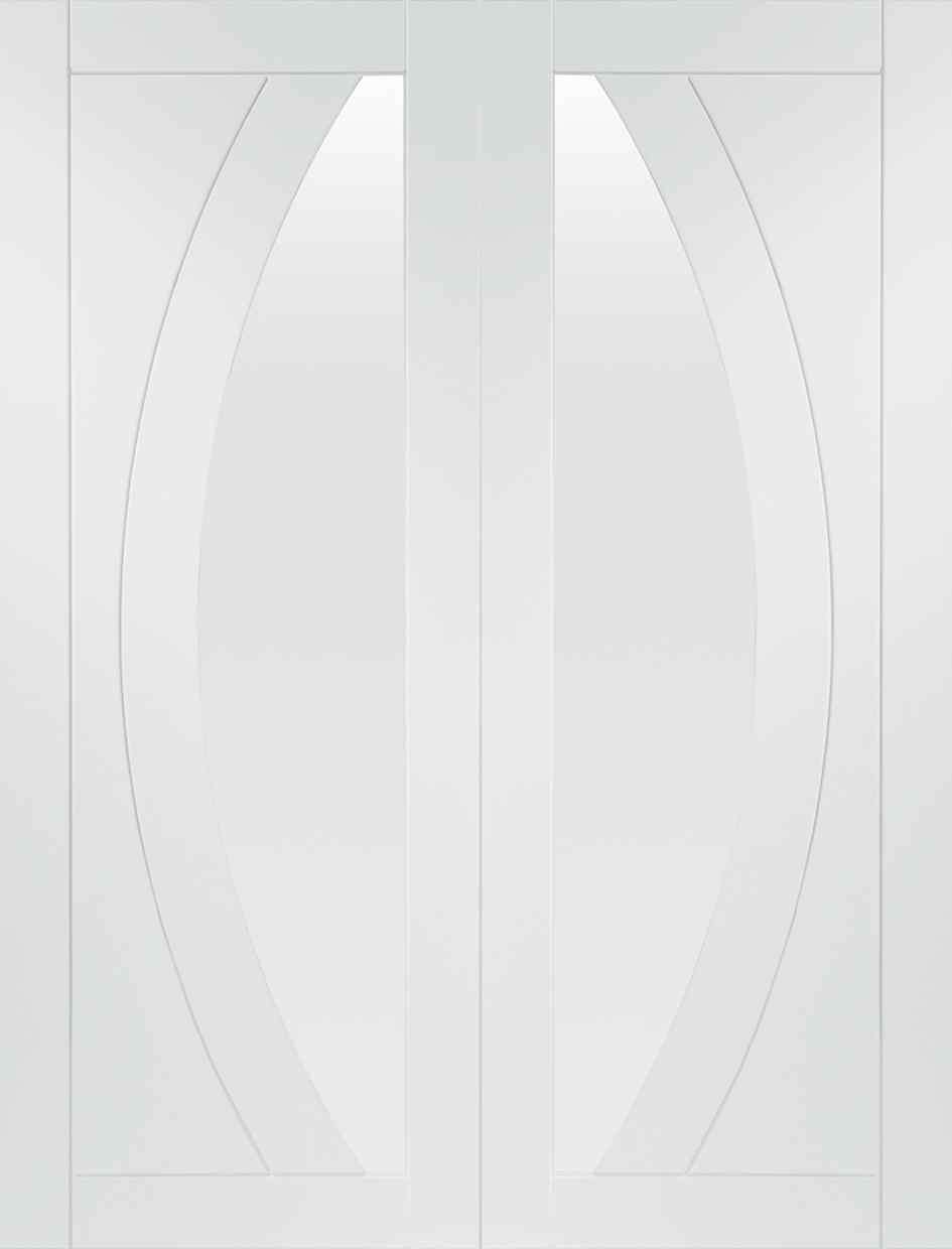 XL Joinery Salerno Internal White Primed Rebated Glazed Door Pair with Clear Glass