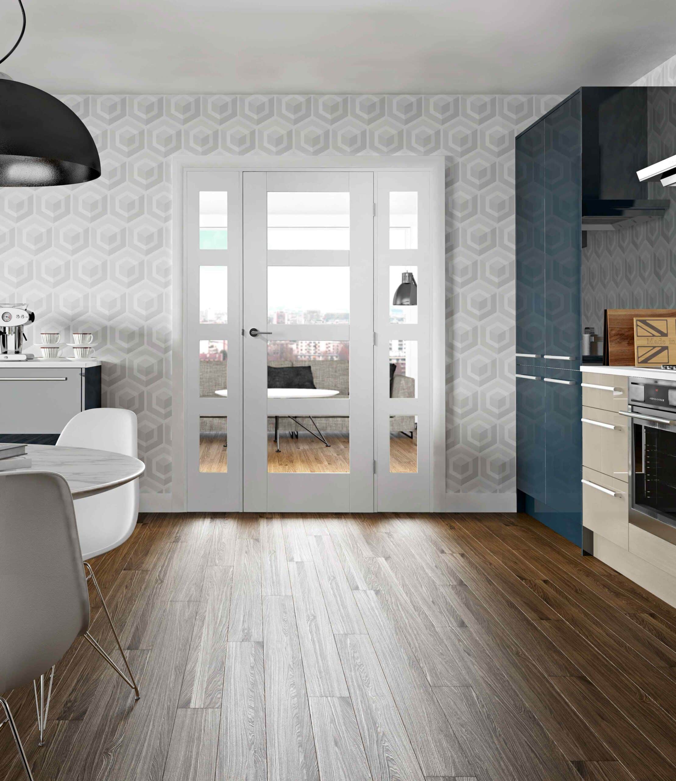 xl joinery shaker 4 light white primed clear glass internal glazed door