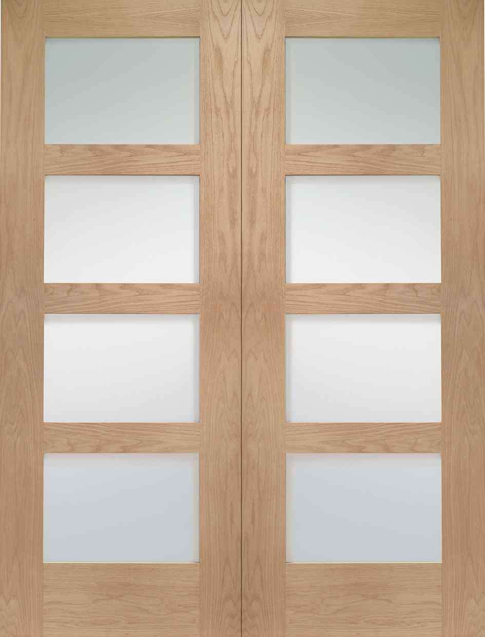 xl joinery shaker oak rebated internal glazed door pair with clear glass