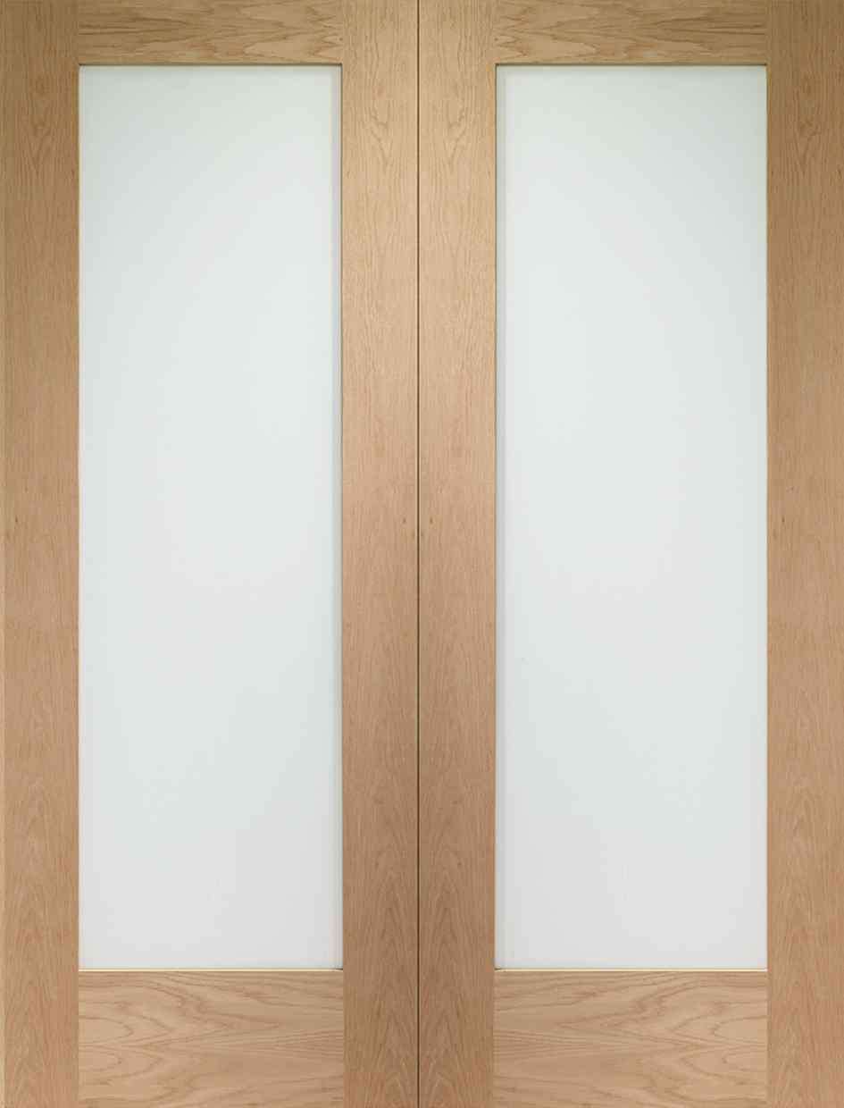 XL Joinery Suffolk Internal Oak Rebated Glazed Door Pair with Clear Etched Glass