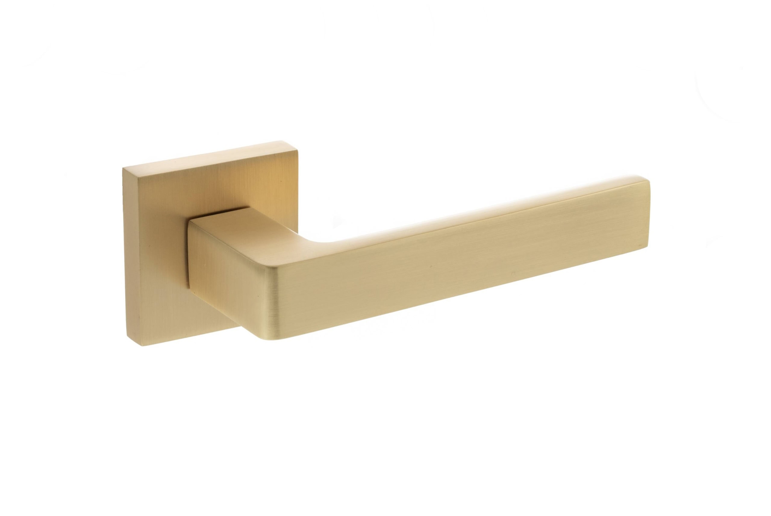 S40SSB STATUS Montana Lever Door Handle on S4 Square Rose - Satin Brass