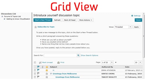 The grid view