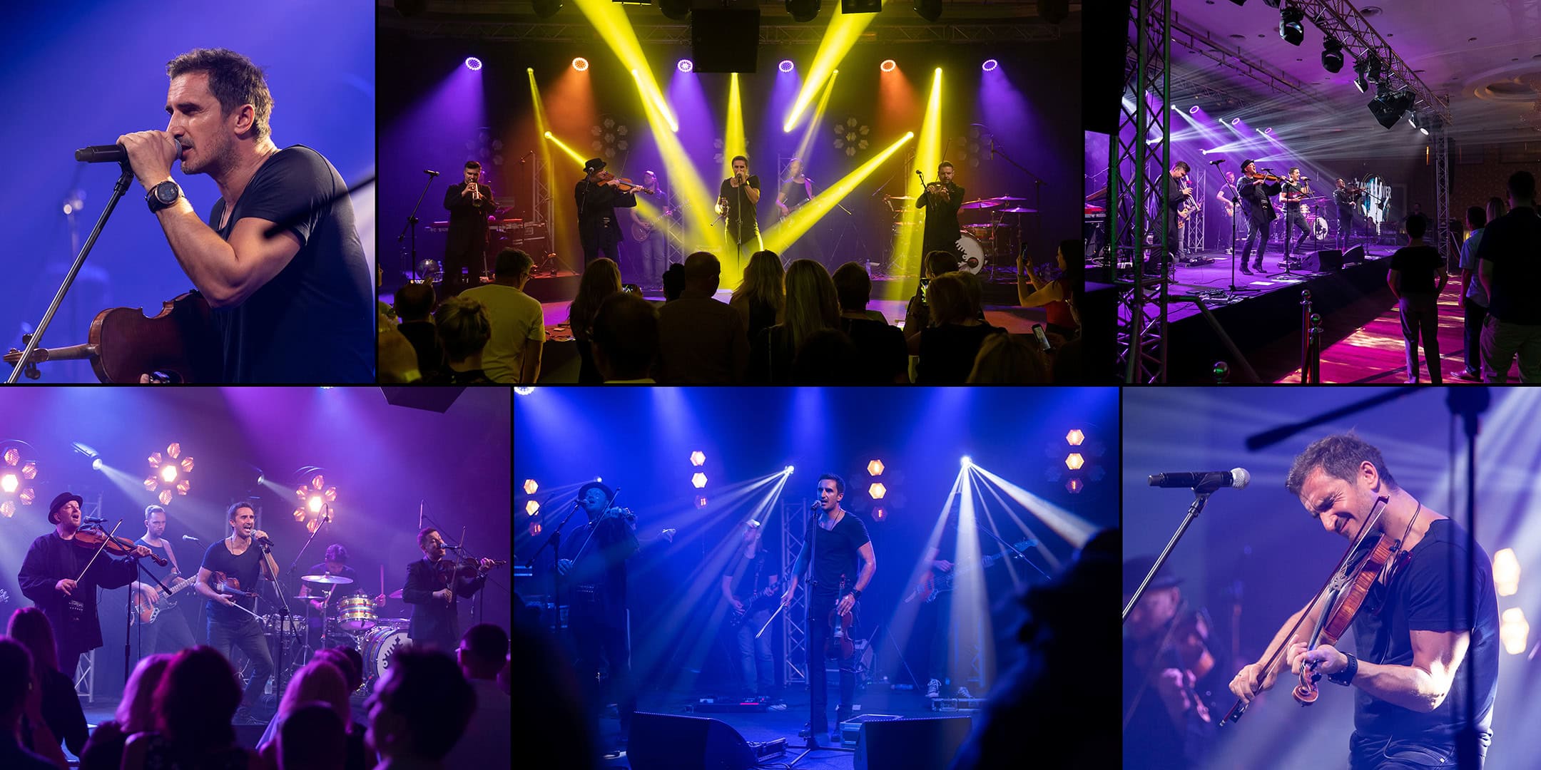 Fotografia eventowa z koncertu – profesjonalne zdjęcia ze sceny, artyści na tle kolorowego oświetlenia scenicznego