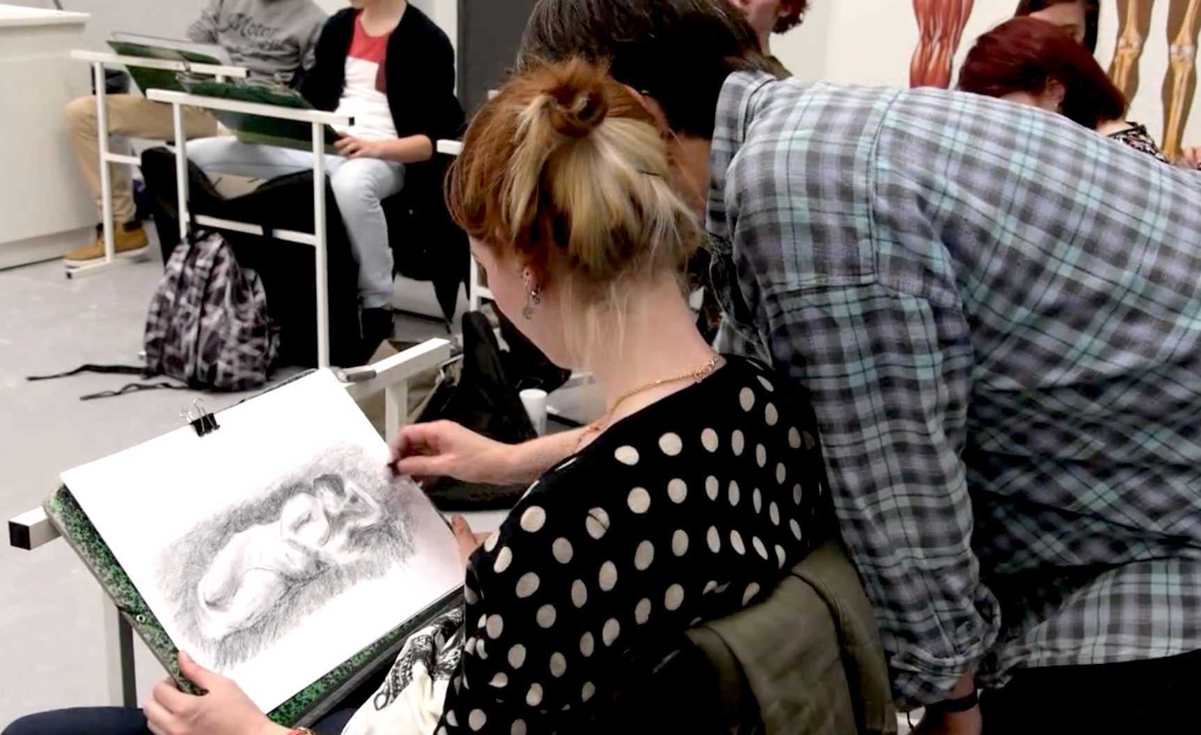 Life-drawing studio at the Méliès School