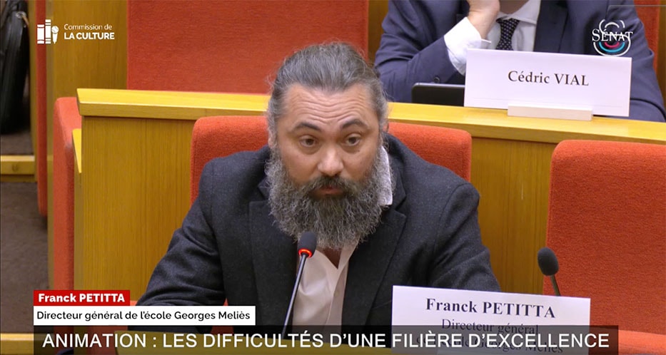 Franck Petitta s’exprimant lors de la table ronde du Sénat sur l’industrie de l’animation