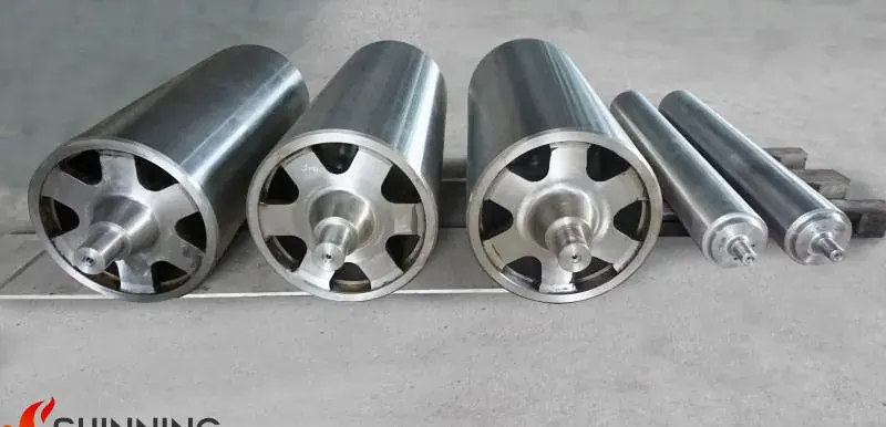 Hollow cast furnace roll sections showing internal geometry