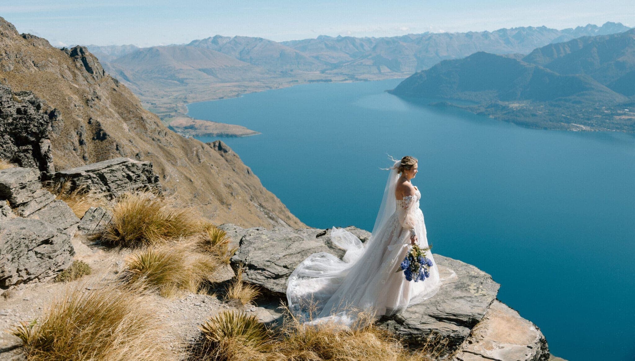 Heli elopements, high above Queenstown.